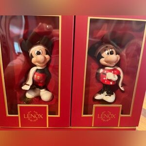 Unopened Lenox Mickey and Minnie Mouse ornaments